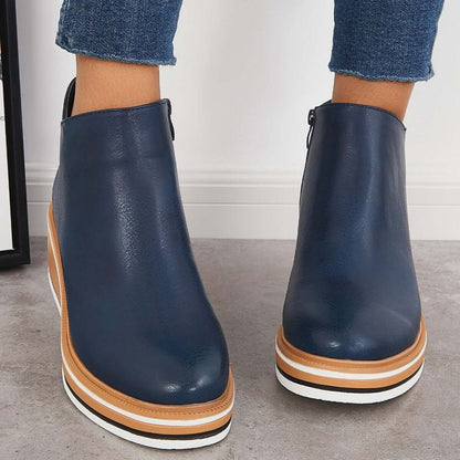 Lässige Vegan Leder Plateau Stiefeletten mit Reißverschluss für Damen | Ideal für das tägliche Tragen