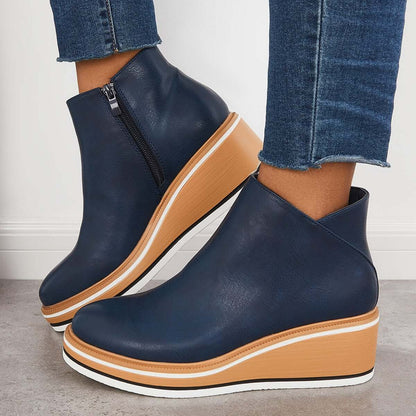 Lässige Vegan Leder Plateau Stiefeletten mit Reißverschluss für Damen | Ideal für das tägliche Tragen