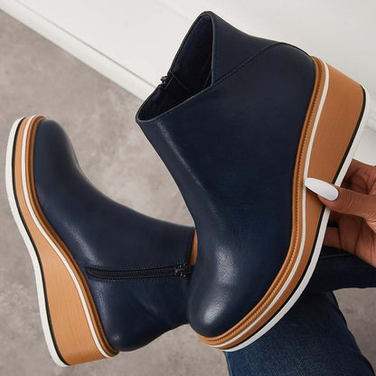 Lässige Vegan Leder Plateau Stiefeletten mit Reißverschluss für Damen | Ideal für das tägliche Tragen