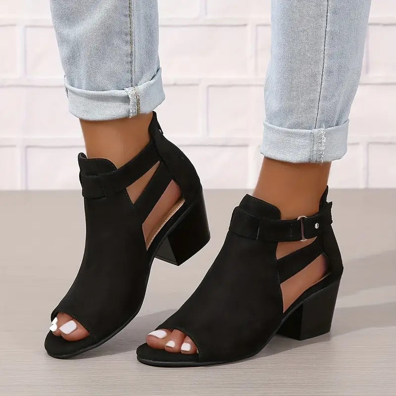 Zara - Modische Unifarbene Damen-Sandalen mit Chunky-Heel