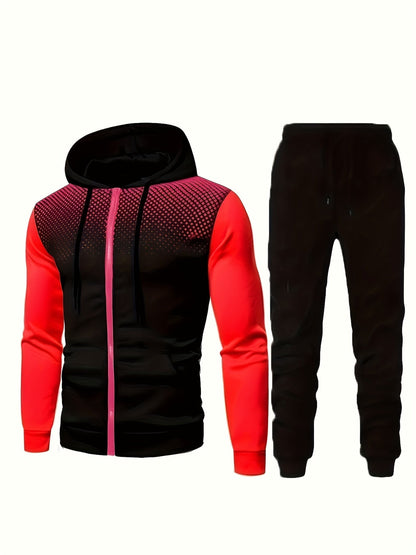 Lässiger Fleece Sweatshirt Trainingsanzug mit Kapuze, Langarm und Kordelhose für Herren | Perfekt für Outdoor-Aktivitäten