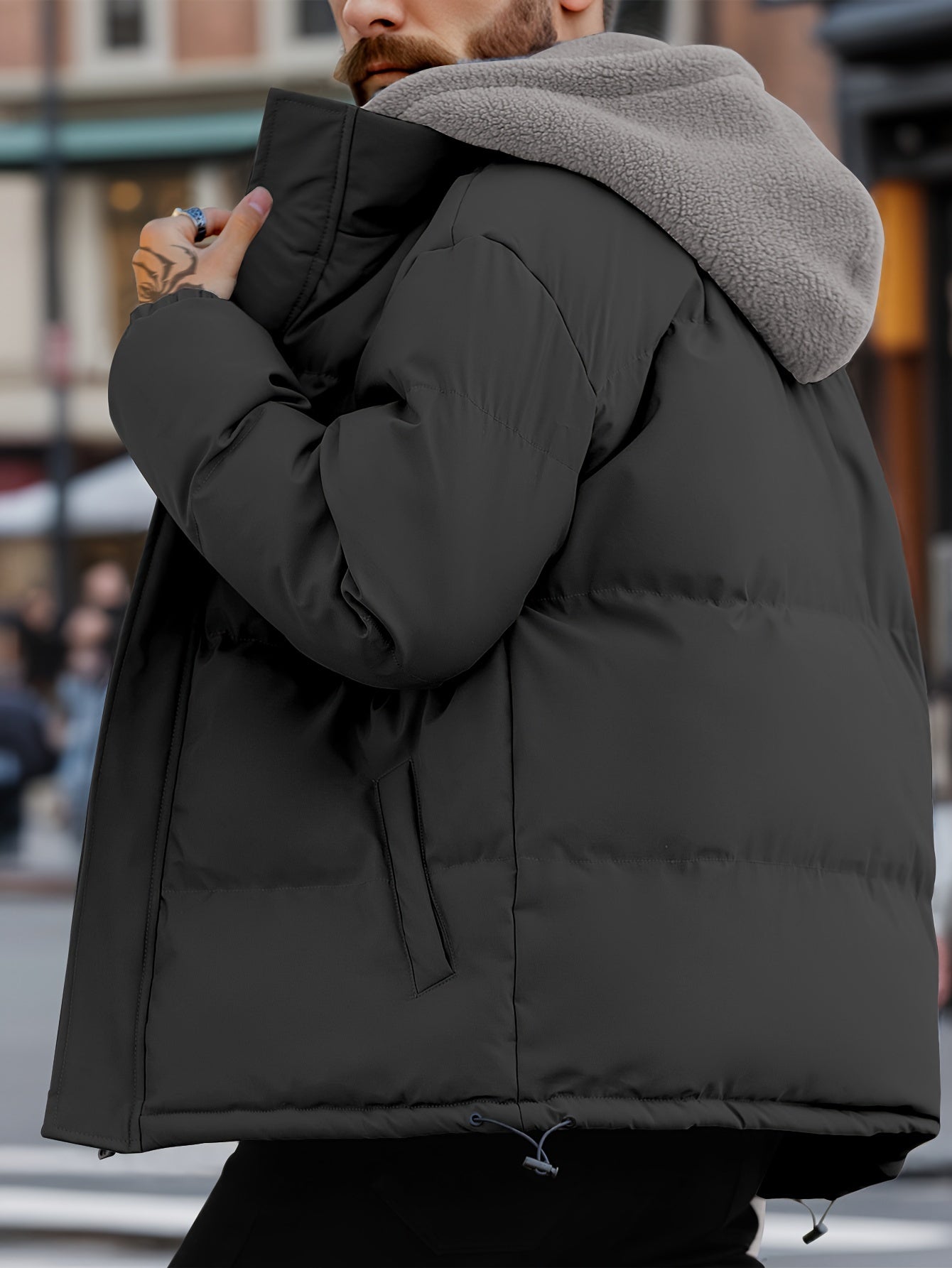 Warme Kapuzen Fleece Daunen Winterjacke für Herren | Ideal für den Winter