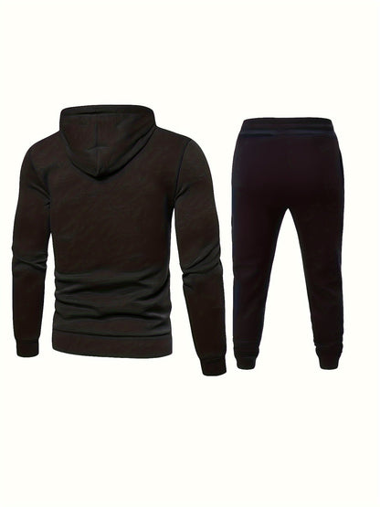 Lässiger Fleece Sweatshirt Trainingsanzug mit Kapuze, Langarm und Kordelhose für Herren | Perfekt für Outdoor-Aktivitäten