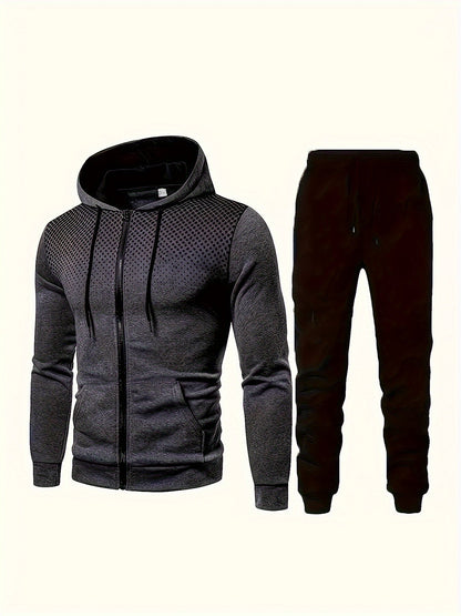 Lässiger Fleece Sweatshirt Trainingsanzug mit Kapuze, Langarm und Kordelhose für Herren | Perfekt für Outdoor-Aktivitäten