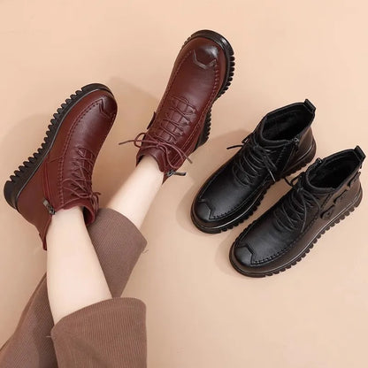 Elegante Flache Stiefeletten aus Veganem Leder für Damen | Ideal für das tägliche Tragen