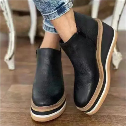 Lässige Vegan Leder Plateau Stiefeletten mit Reißverschluss für Damen | Ideal für das tägliche Tragen