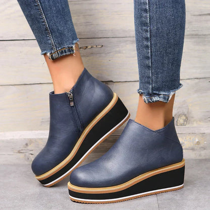 Lässige Vegan Leder Plateau Stiefeletten mit Reißverschluss für Damen | Ideal für das tägliche Tragen