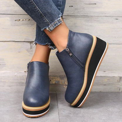 Lässige Vegan Leder Plateau Stiefeletten mit Reißverschluss für Damen | Ideal für das tägliche Tragen