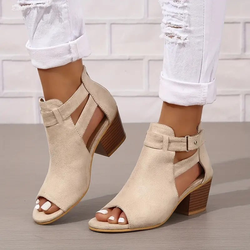 Zara - Modische Unifarbene Damen-Sandalen mit Chunky-Heel