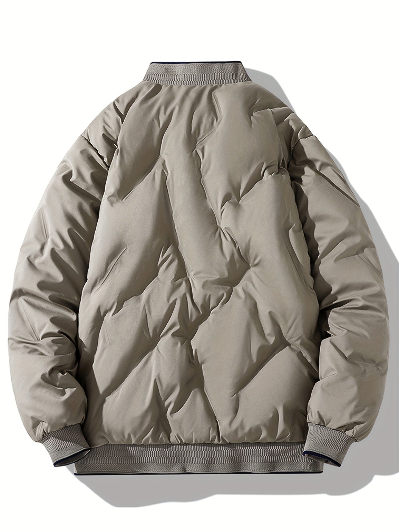 Casual Fleece Puffer Winterjacke mit einfarbigem Design und Reissverschluss für Herren | Ideal für den Winter