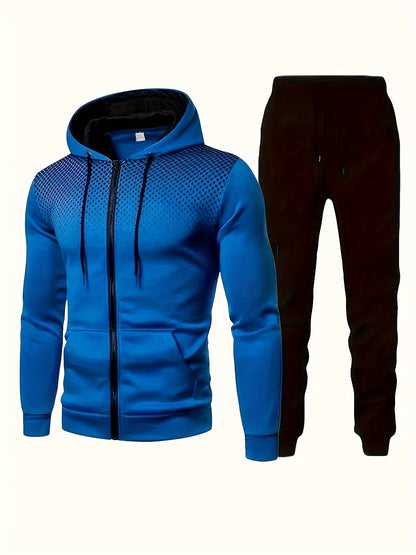 Lässiger Fleece Sweatshirt Trainingsanzug mit Kapuze, Langarm und Kordelhose für Herren | Perfekt für Outdoor-Aktivitäten