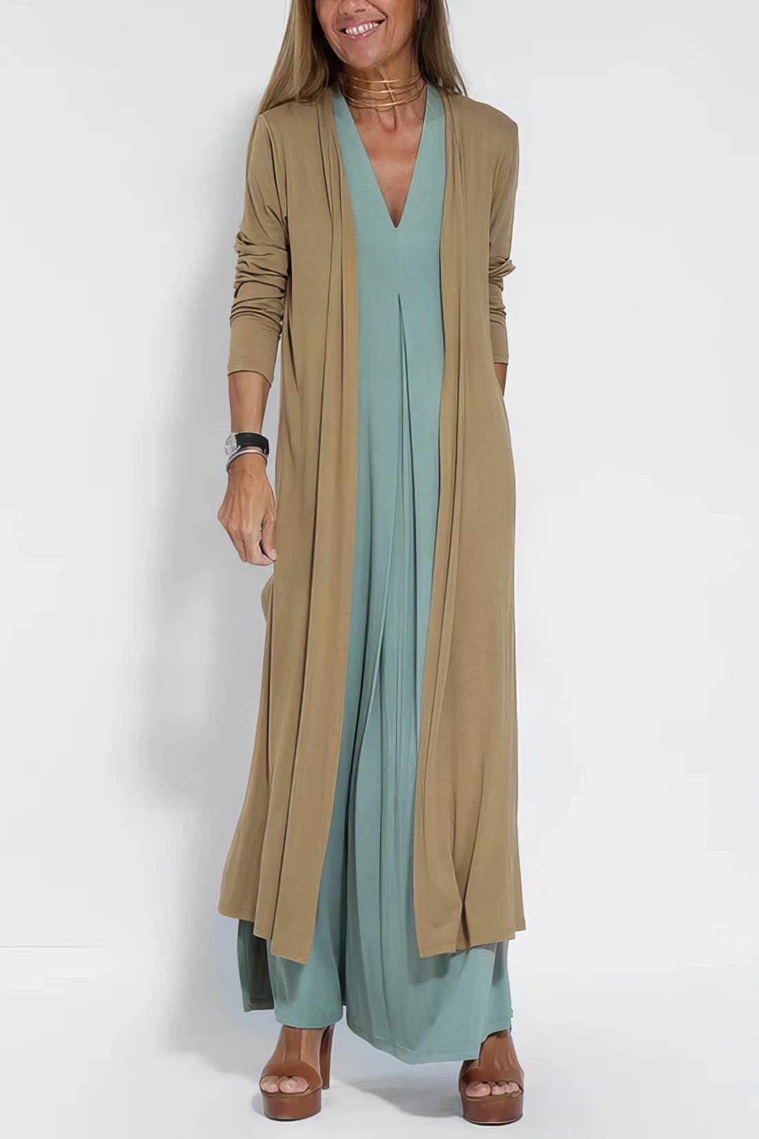 Luisa - Harmonisches Outfit: Kleid mit passendem Cardigan für Damen